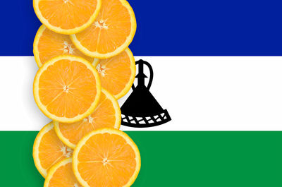 Close-up of orange fruit against white background