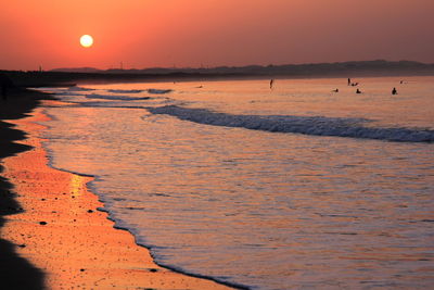 Scenic view of sea at sunset