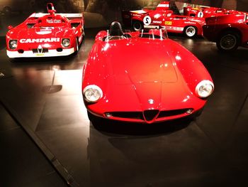 Close-up of red vintage car