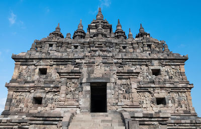 Low angle view of historical building or temple against sky at central java