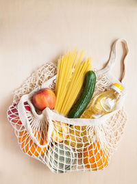 High angle view of food on table