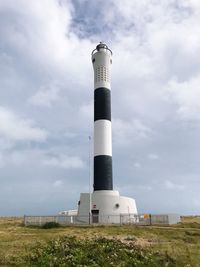 Low angle view of lighthouse against sky