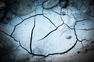 Full frame shot of cracked mud