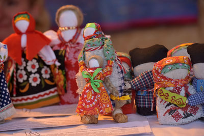 Close-up of toys on table