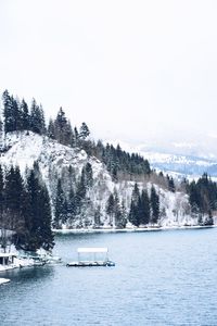 Scenic view of sea against sky during winter