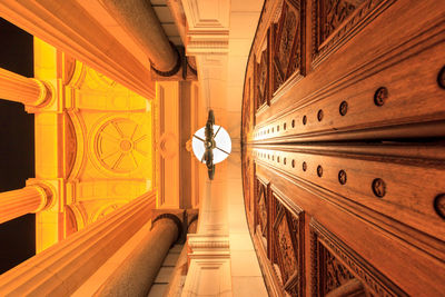 Directly below shot of main entrance door of victoria state parliament building