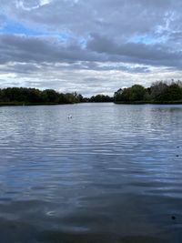 View of lake against cloudy sky