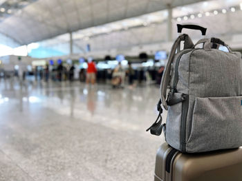 High angle view of luggage on street