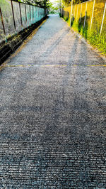 Surface level of footpath by road in city