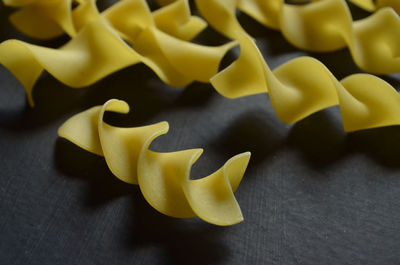 Close-up of fusilli on table