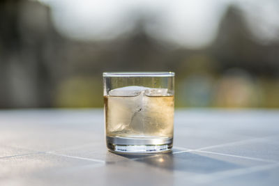 Close-up of water in glass on table