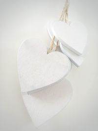 Close-up of heart shape on white background