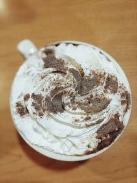 High angle view of coffee on table