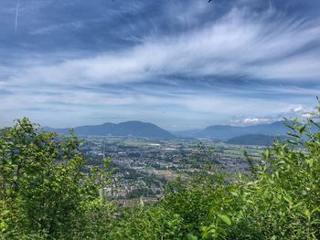 Scenic view of townscape against sky