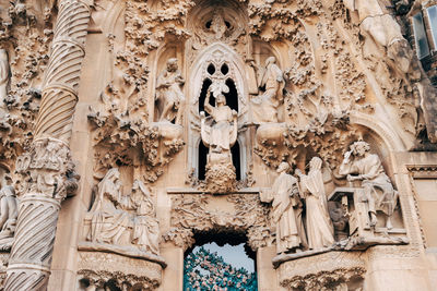 Low angle view of sculptures on building