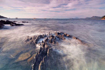 Scenic view of sea during sunset