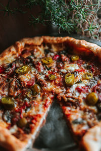 Close-up of pizza in plate