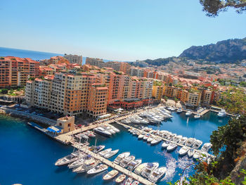 High angle view of buildings in city