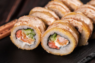 Close-up of food on table