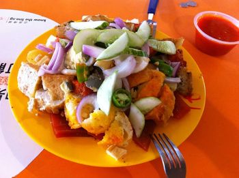 Close-up of salad in plate on table