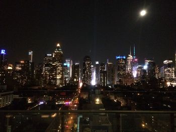 Illuminated cityscape at night