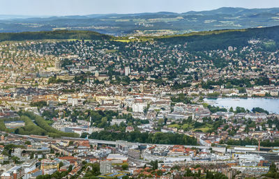 View of zurich from uetliberg mountain, switzerland