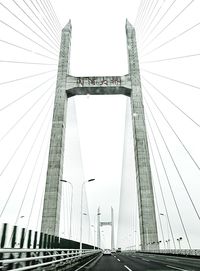 Low angle view of suspension bridge