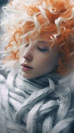 Close-up portrait of young woman looking away