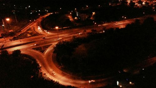 Light trails on road at night