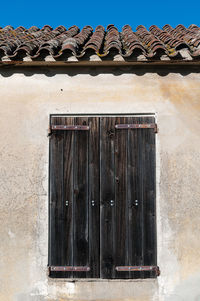 Closed door of old building