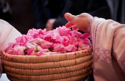 Woman holding pink flower