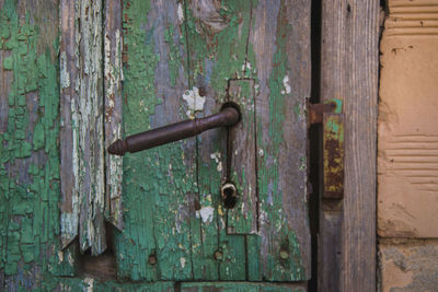 Close-up of old wooden door