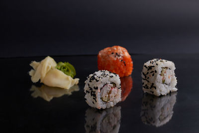 Close-up of sushi on table