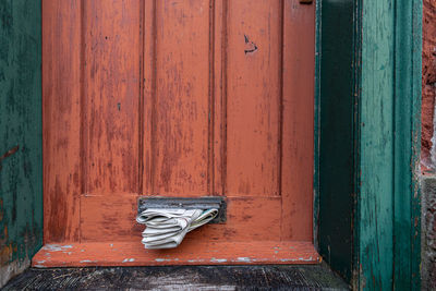 Closed door of old building