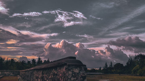 Panoramic shot of storm clouds over landscape