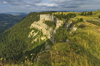 Famous cliff creux du van at neuchatel by day, switzerland, hdr