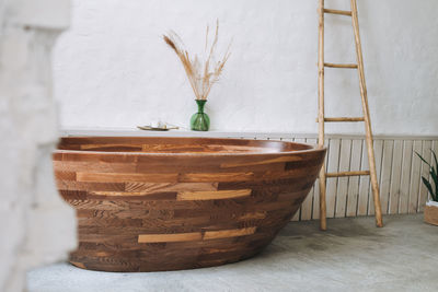 Wooden bath, spa, eco, treat yourself, self care, bathroom, interior
