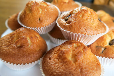 Close-up of cupcakes on table