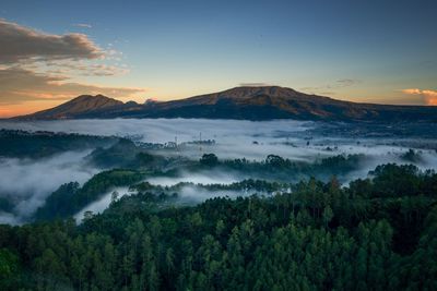 Panoramic view of landscape against sky during sunset