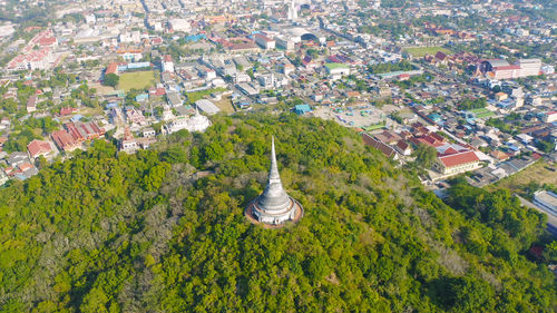 High angle view of townscape against sky