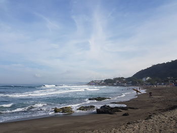 Scenic view of beach against sky