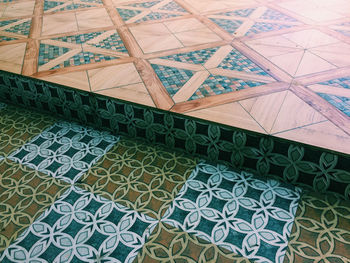 Low angle view of tiled floor