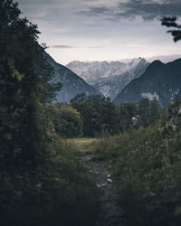 Scenic view of mountains against sky