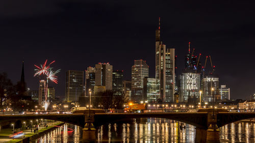 Illuminated city at night