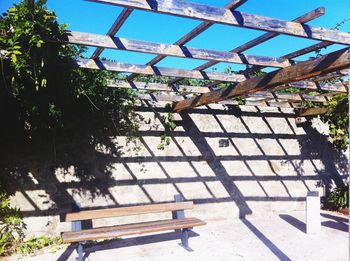 Low angle view of built structure against blue sky