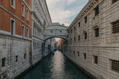 Canal amidst buildings against sky in city