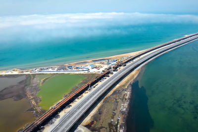 High angle view of beach against sky