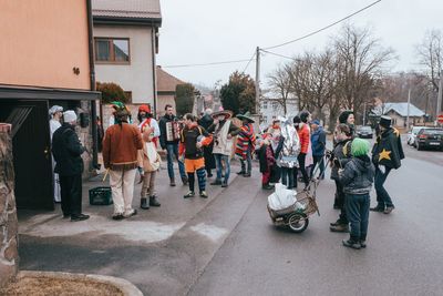 People walking on street in city