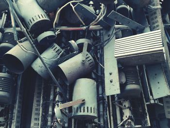 Close-up of pipes in factory