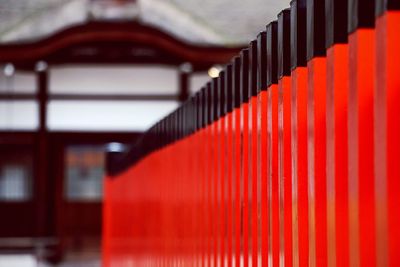 Black and red railings at japanese temple